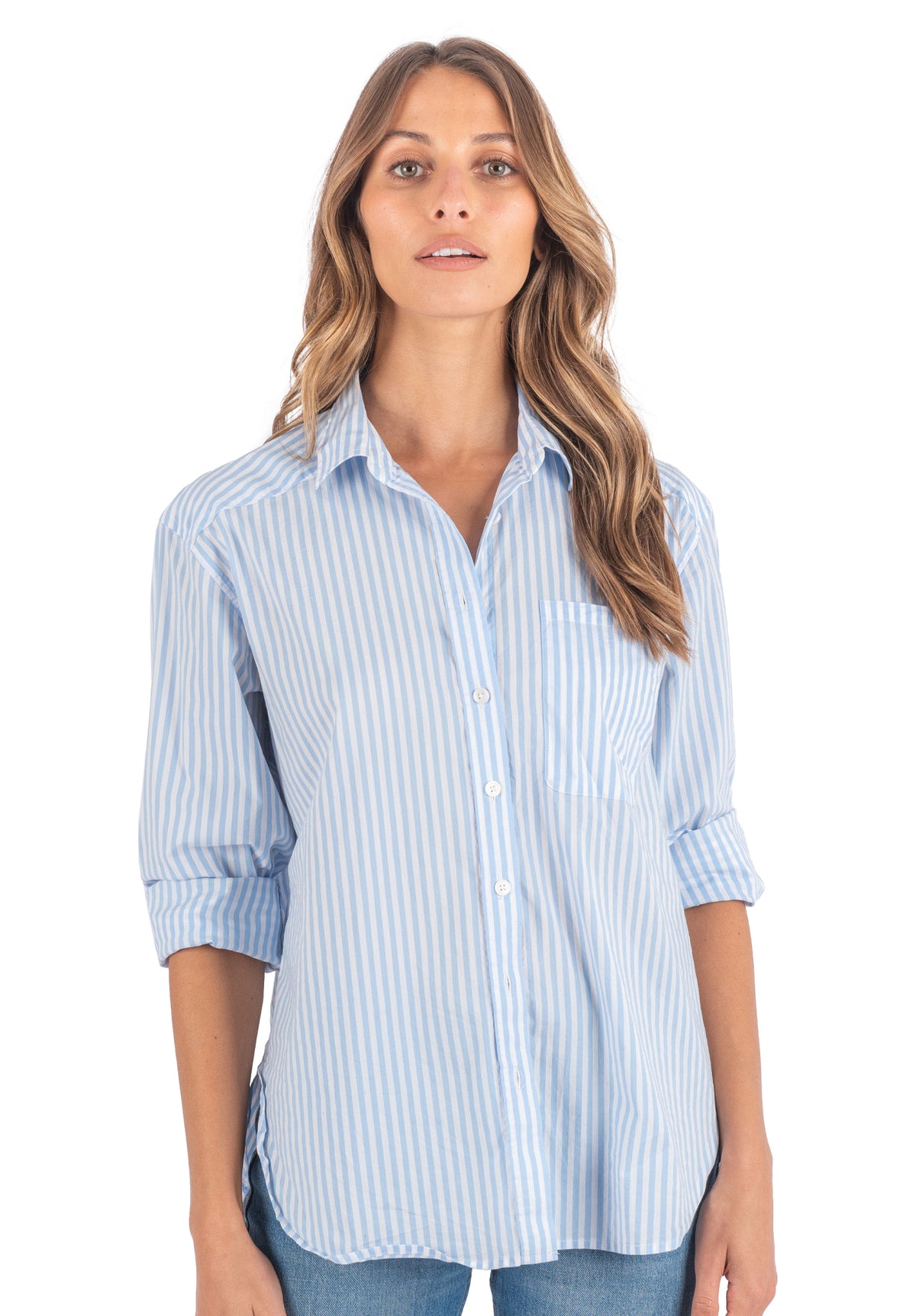 Poppy Sky Blue Stripes Oversized Shirt