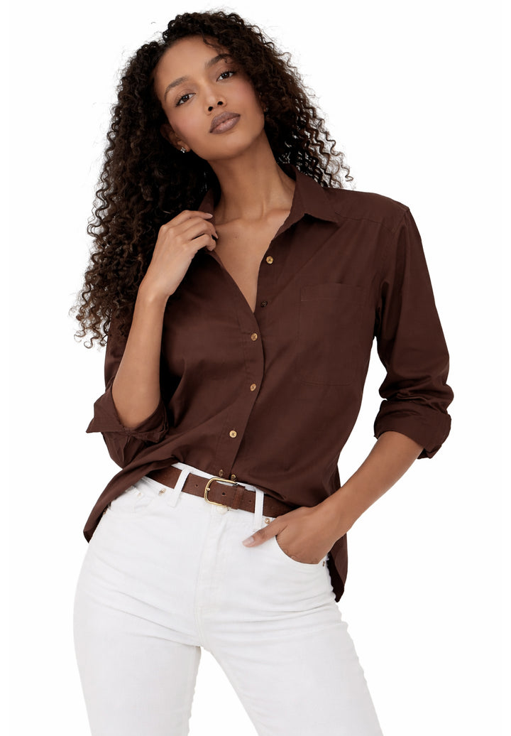 Poppy-Cotton Moka Oversized Cotton Shirt