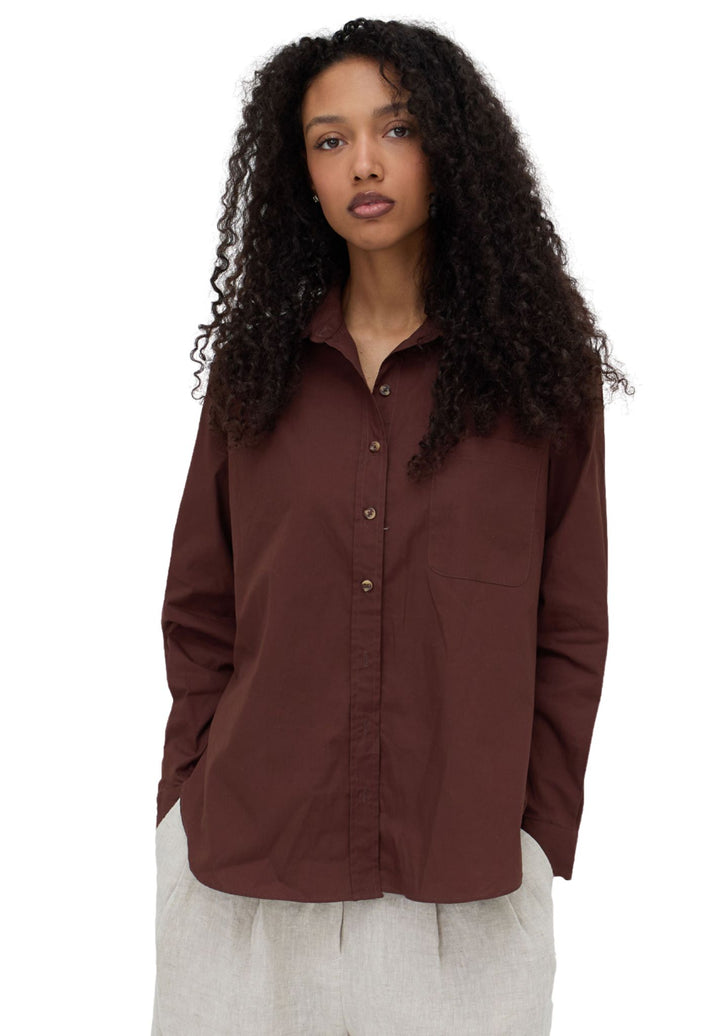 Poppy-Cotton Moka Oversized Cotton Shirt