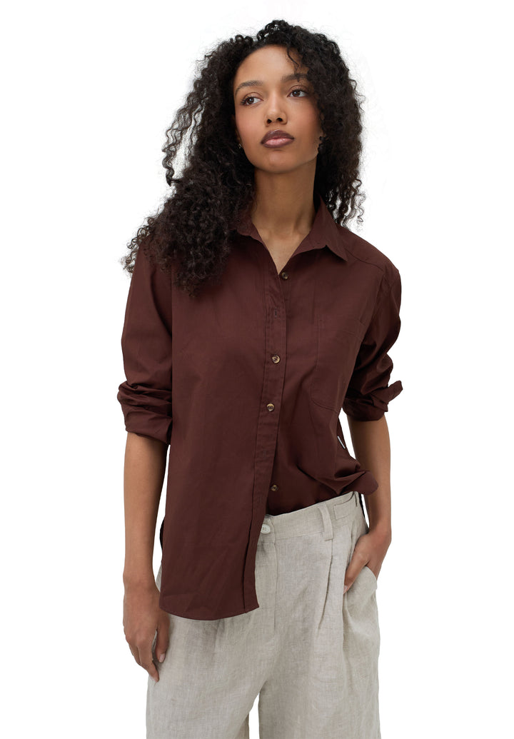Poppy-Cotton Moka Oversized Cotton Shirt