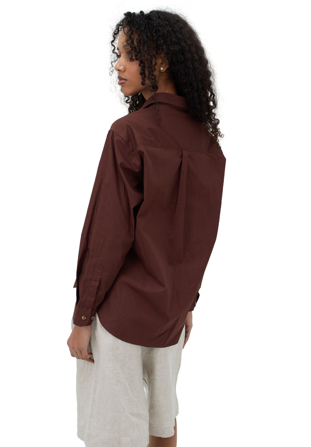 Poppy-Cotton Moka Oversized Cotton Shirt