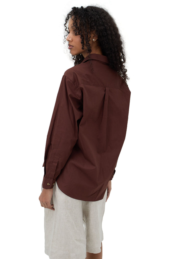 Poppy-Cotton Moka Oversized Cotton Shirt