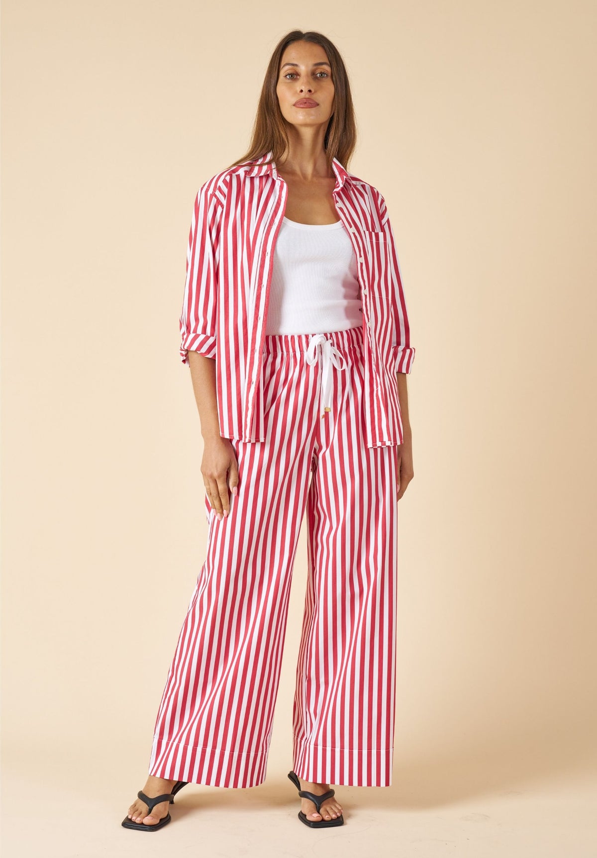 Poppy Red Stripes Oversized Shirt