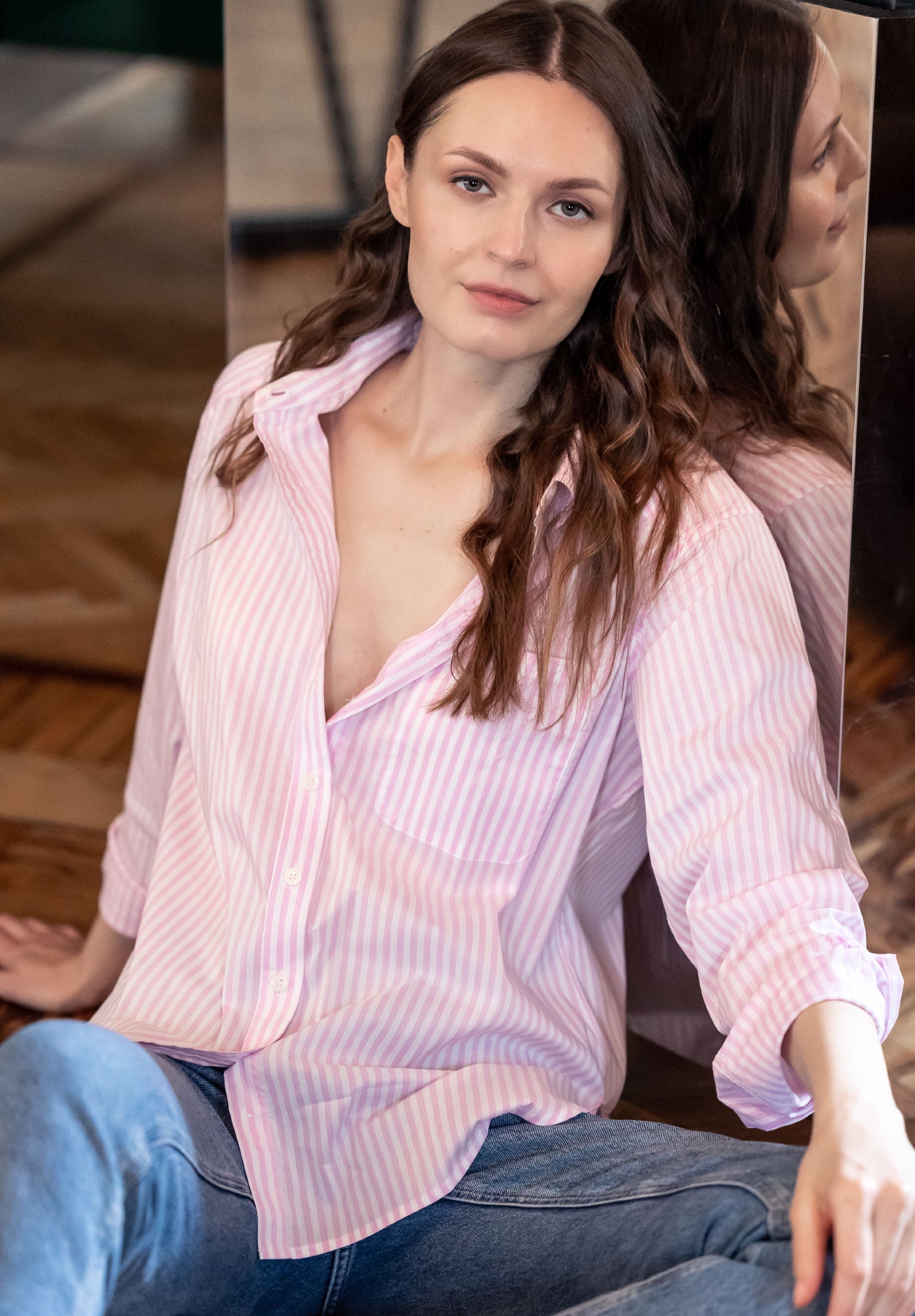 Poppy Pink Stripes Oversized Shirt
