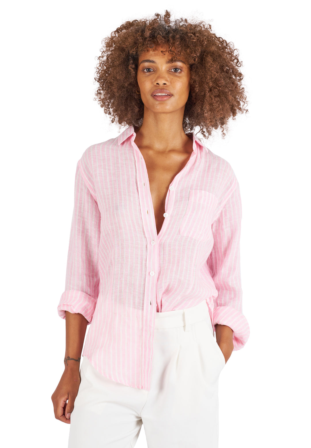 Women's pink striped shirts