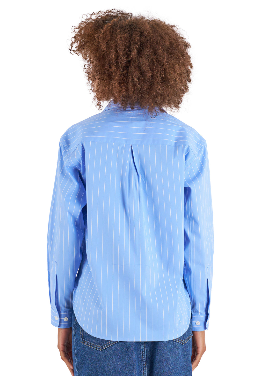 Rita Sky Blue Stripes Cotton Boxy Shirt