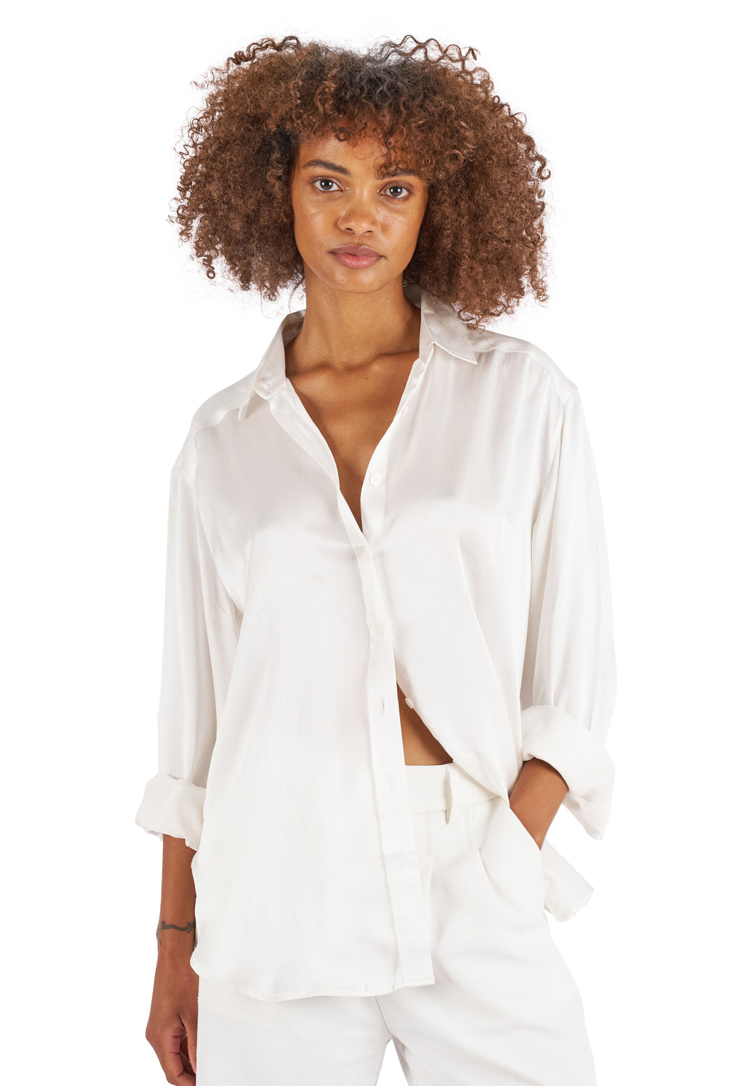 Soie White Oversized Shirt 100% Silk Shirt