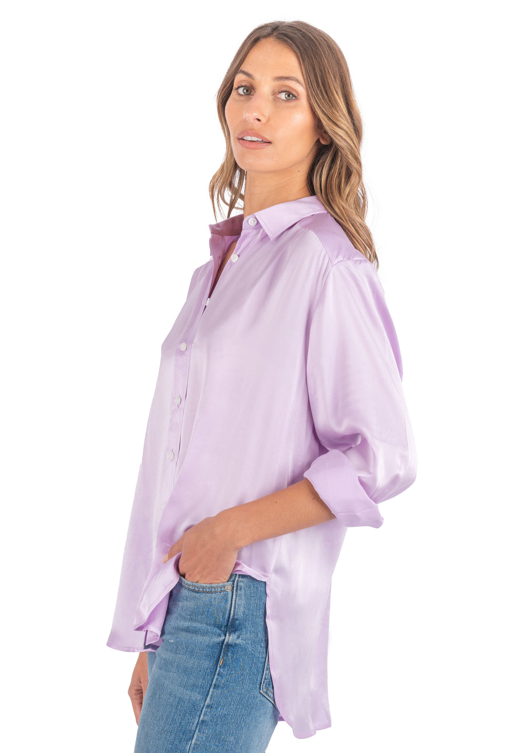 Soie Lilac Oversized Shirt 100% Silk Shirt