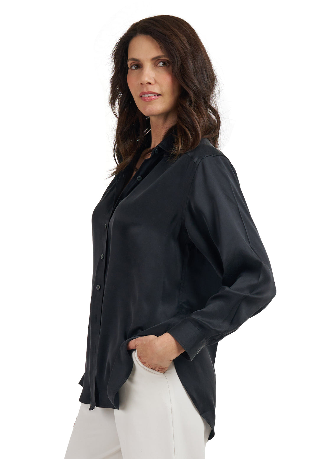 Soie Black Oversized 100% Silk Shirt