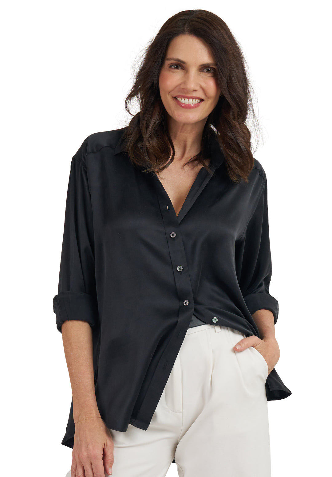 Soie Black Oversized 100% Silk Shirt