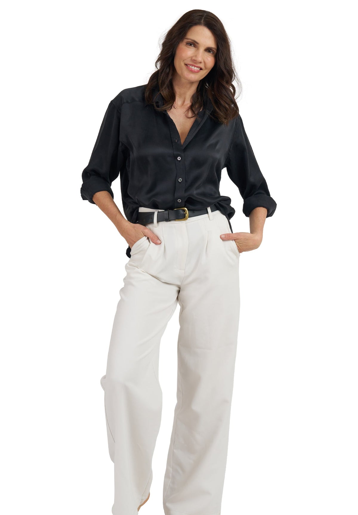 Soie Black Oversized 100% Silk Shirt