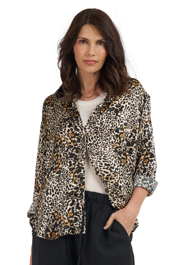 Soie Leopard Oversized 100% Silk Shirt