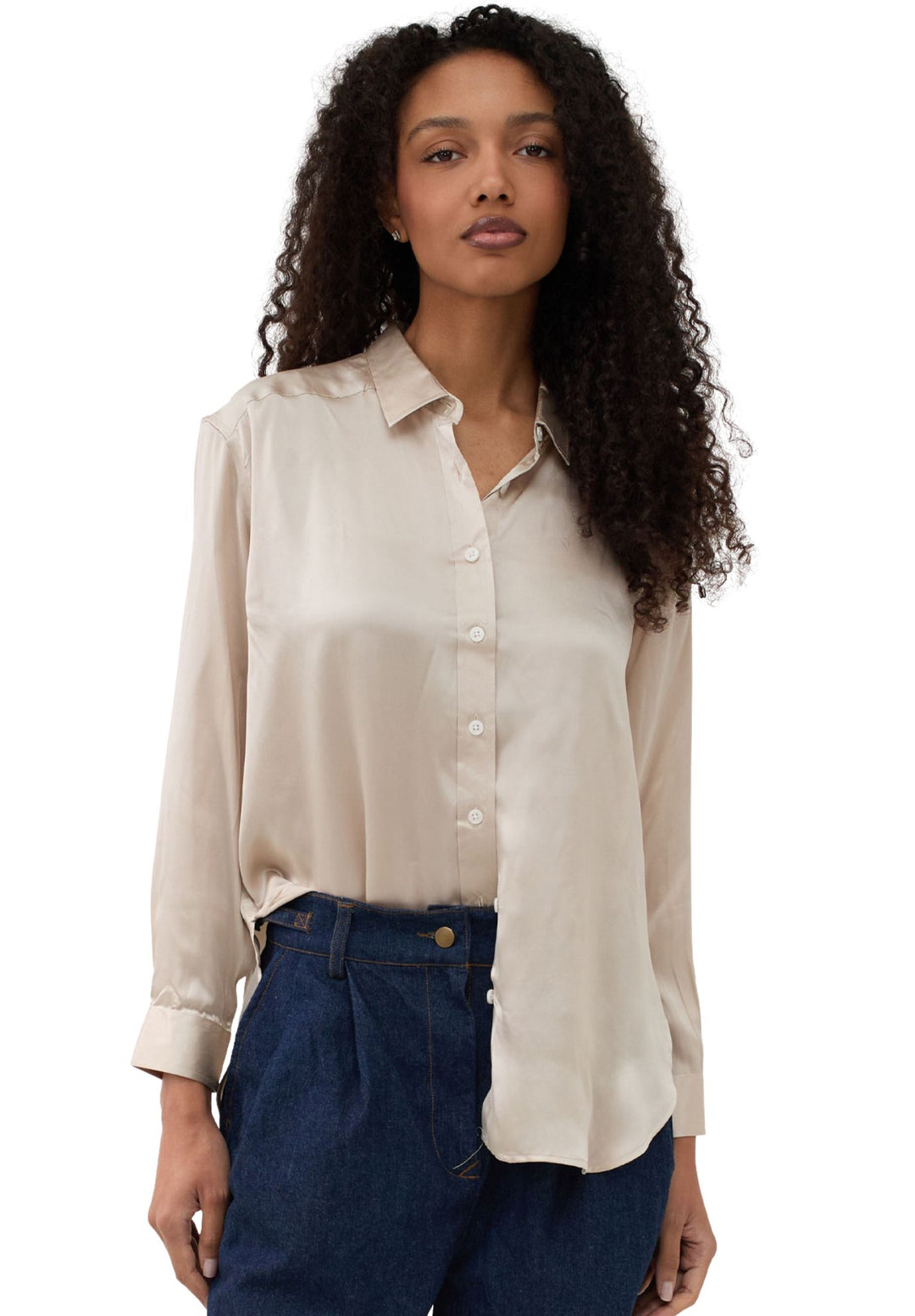 Soie Mushroom Grey Oversized 100% Silk Shirt