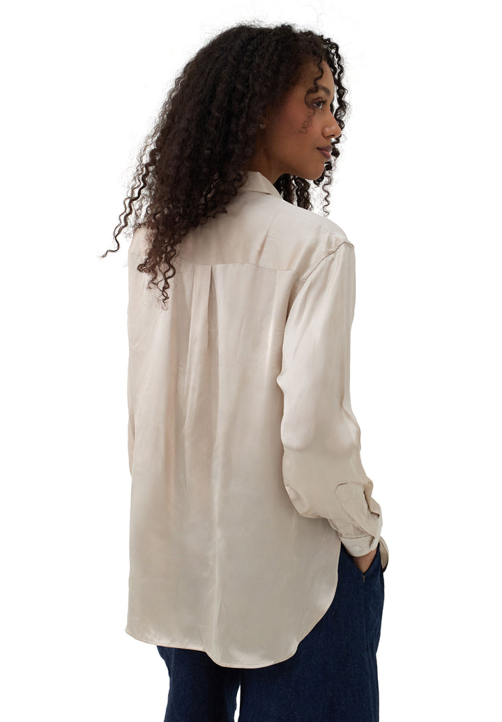 Soie Mushroom Grey Oversized 100% Silk Shirt