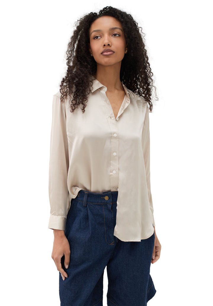 Soie Mushroom Grey Oversized 100% Silk Shirt