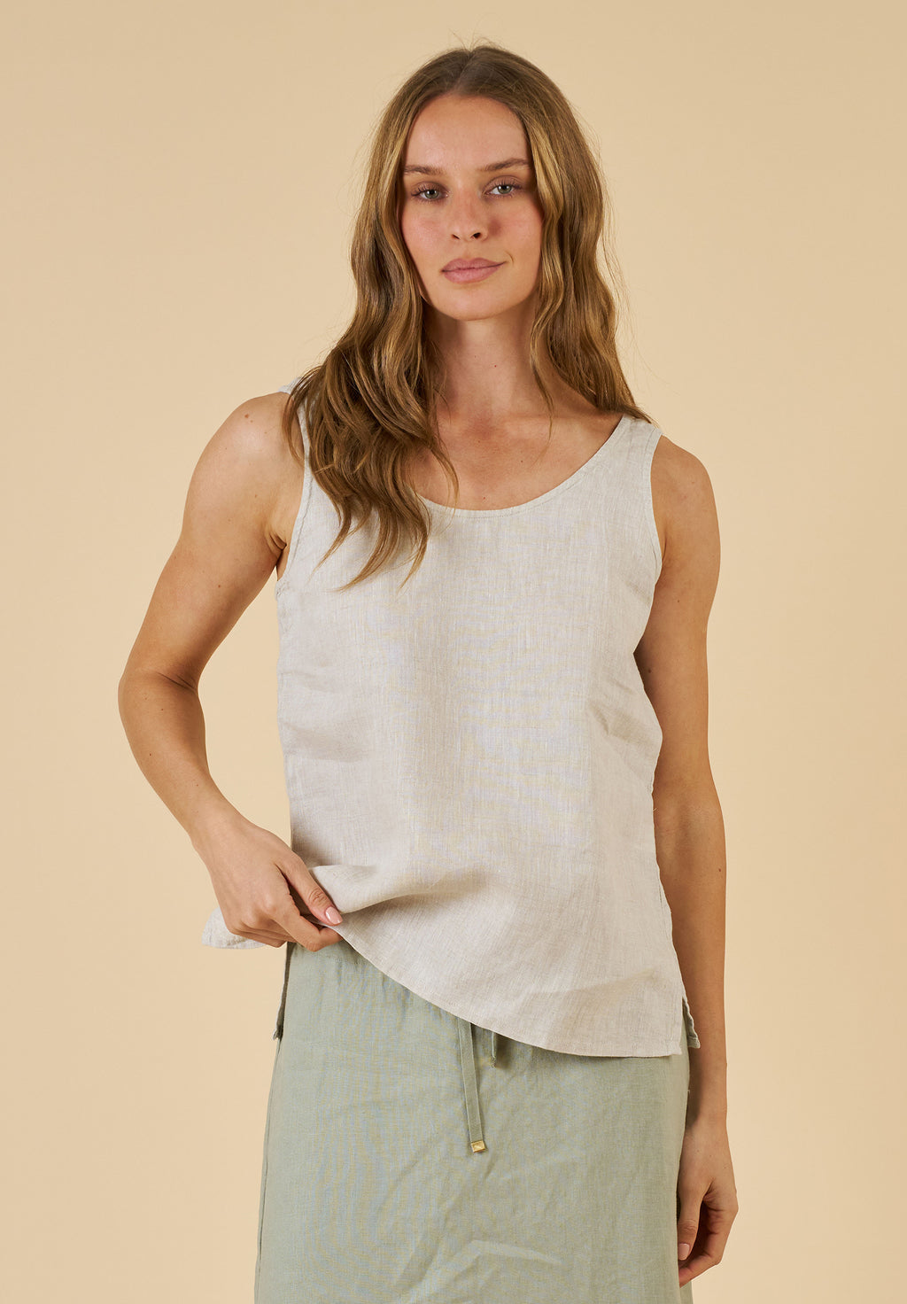 Tanya Tank Natural Linen Top