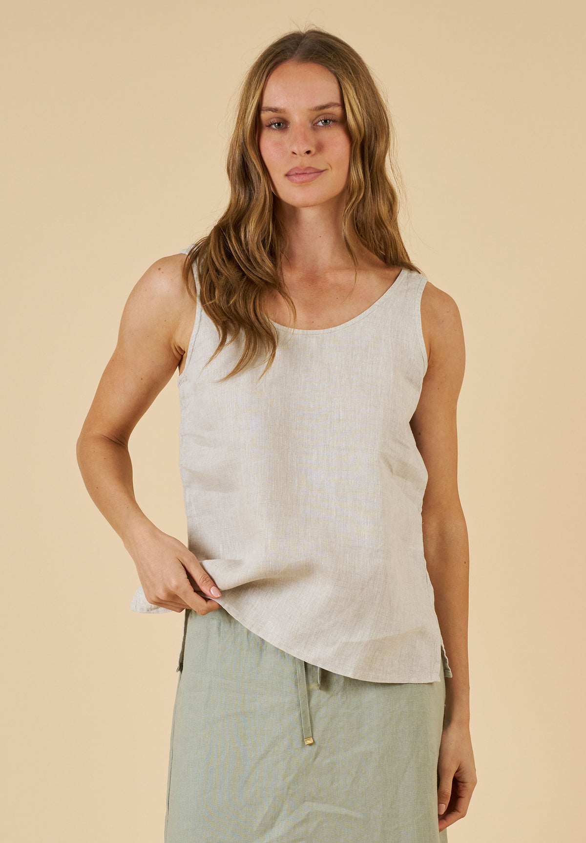 Tanya Tank Natural Linen Top