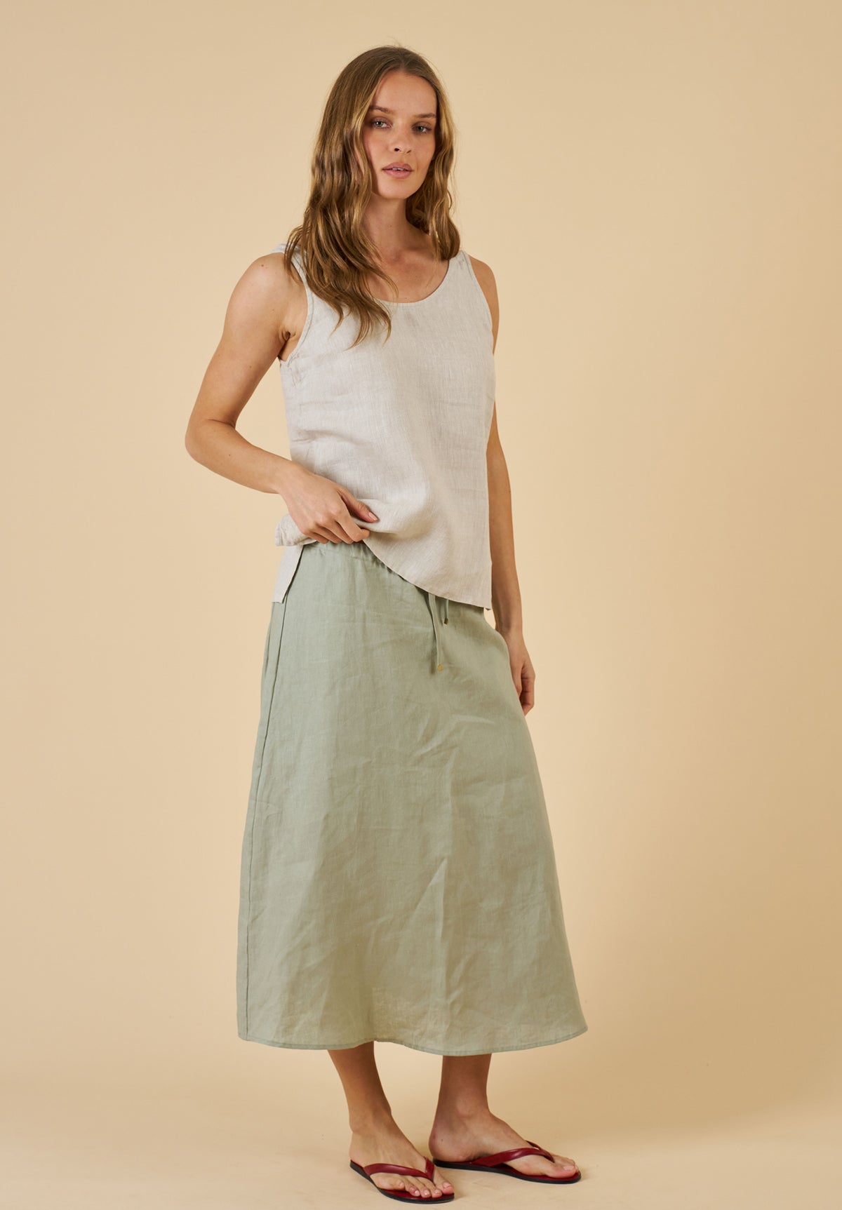 Tanya Tank Natural Linen Top