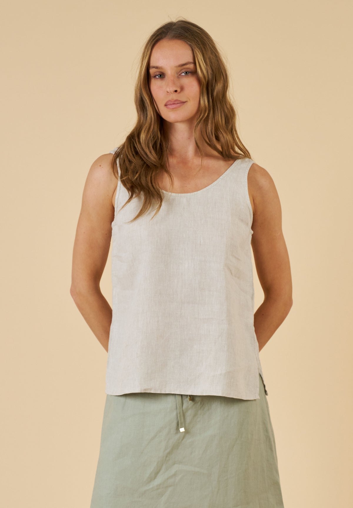 Tanya Tank Natural Linen Top