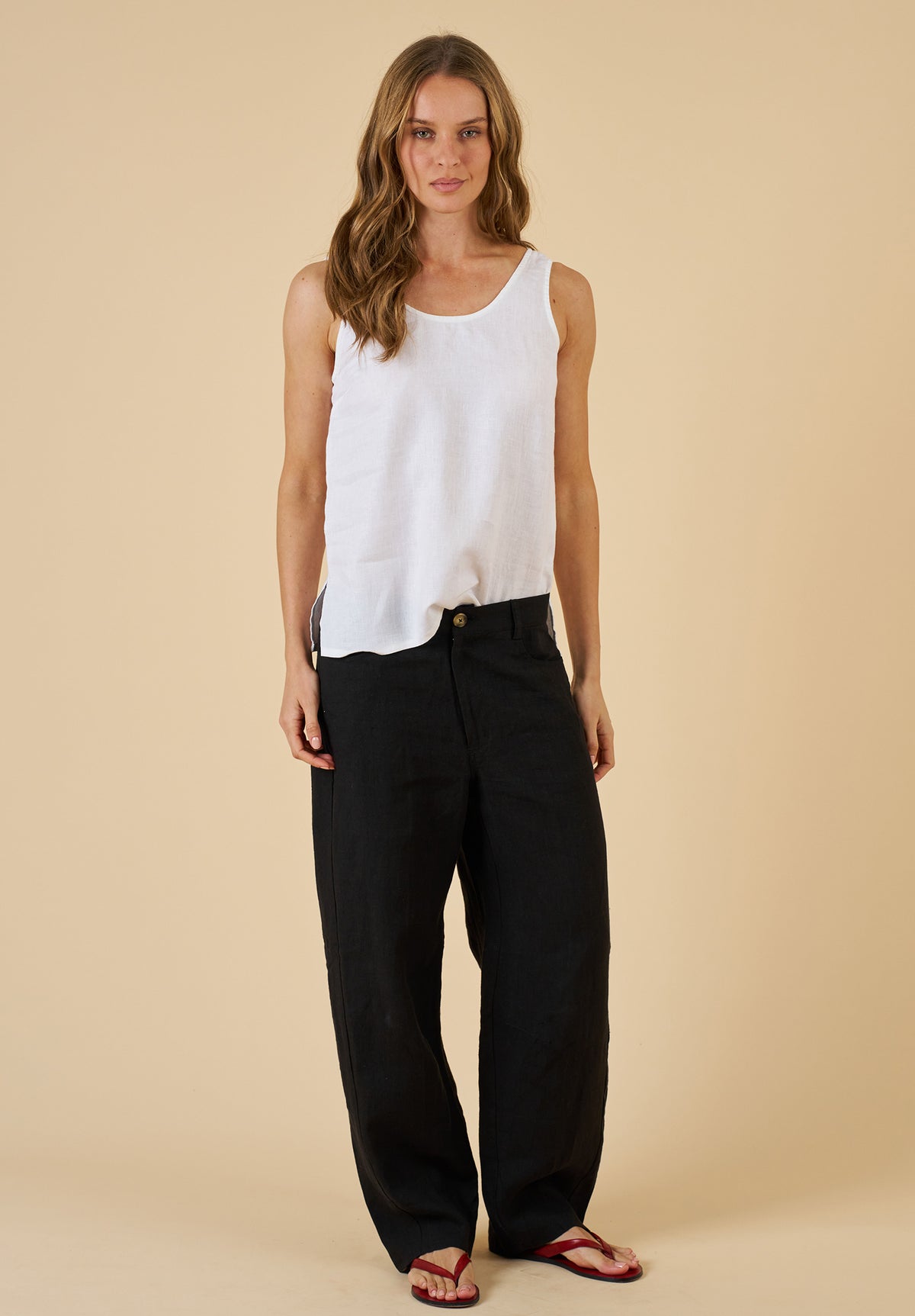 Tanya Tank White Linen Top