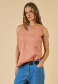 Tanya Tank Terracotta Linen Top