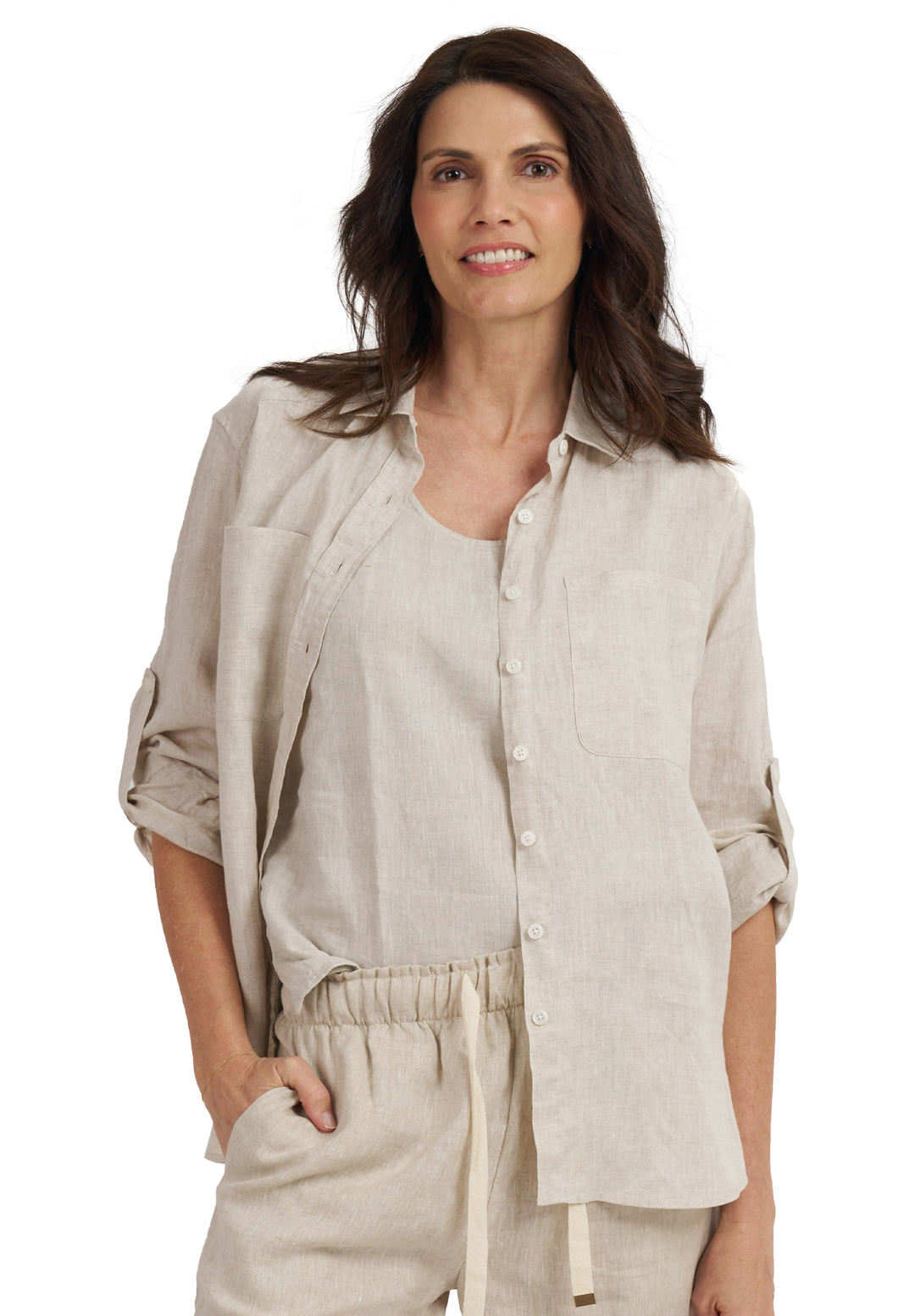 Tanya Tank Natural Linen Top