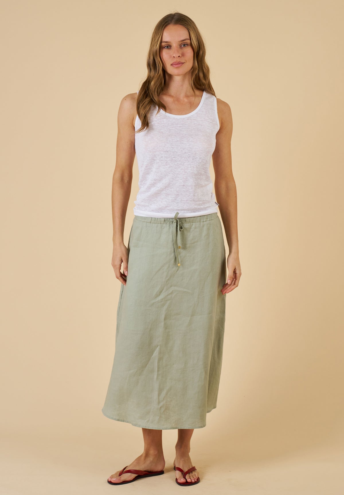 Tecla White Linen Jersey Tank Top