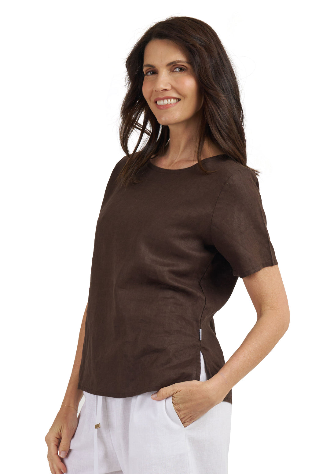 Teena-Linen Coffee T-Shirt