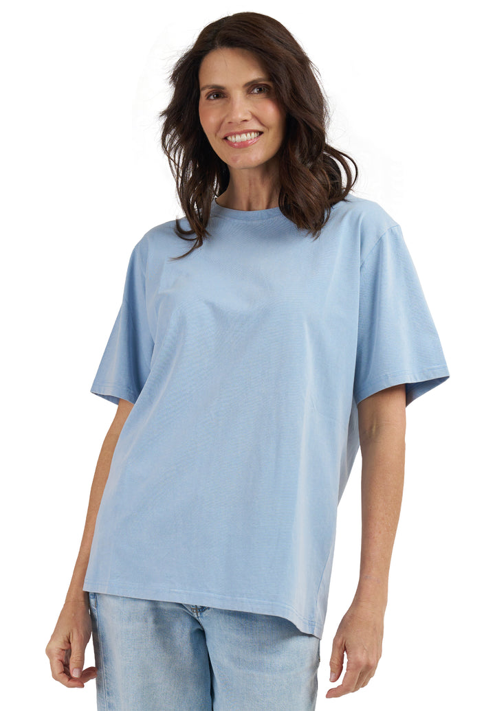 Teesha Sky Boxy Distressed Cotton T-Shirt