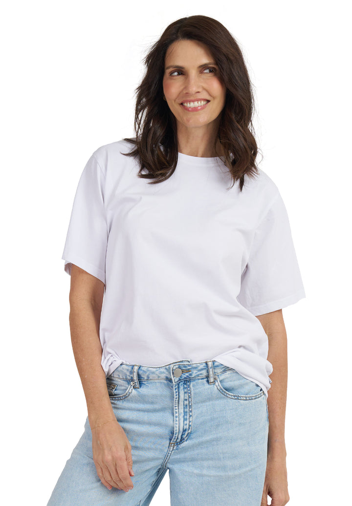 Teesha White Boxy Distressed Cotton T-Shirt