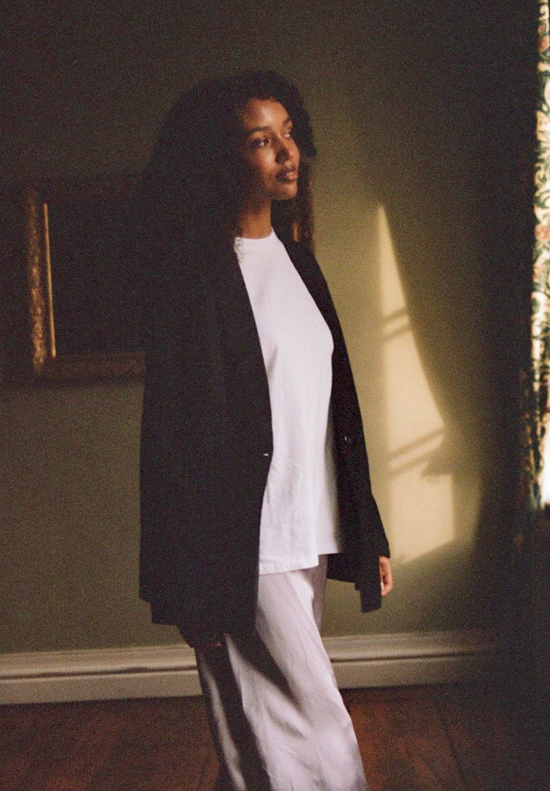 ATeesha White Boxy Distressed Cotton T-Shirt