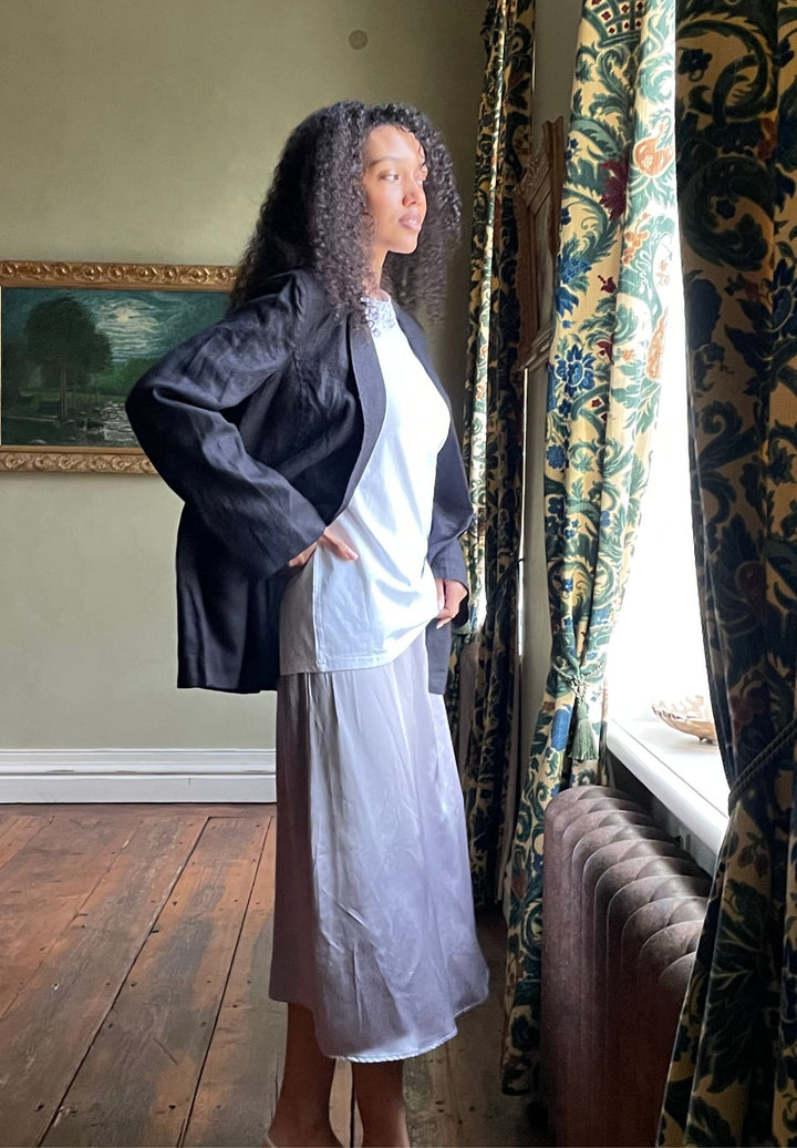 ATeesha White Boxy Distressed Cotton T-Shirt