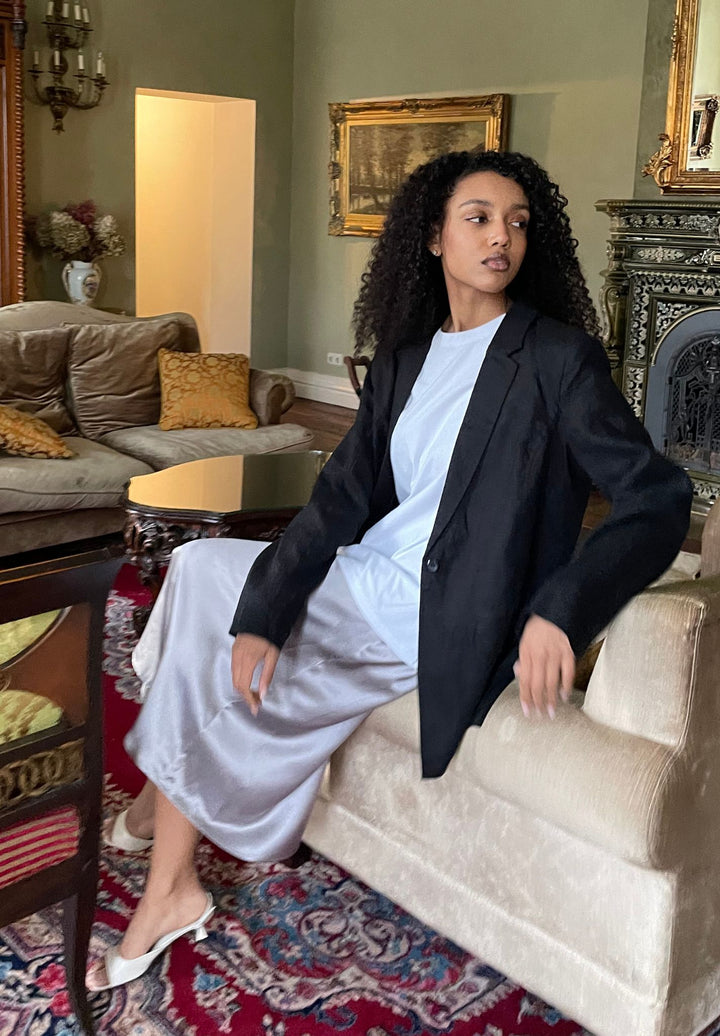 ATeesha White Boxy Distressed Cotton T-Shirt