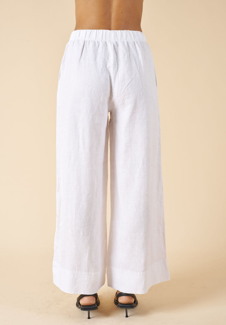 Palazzo White Linen Pants