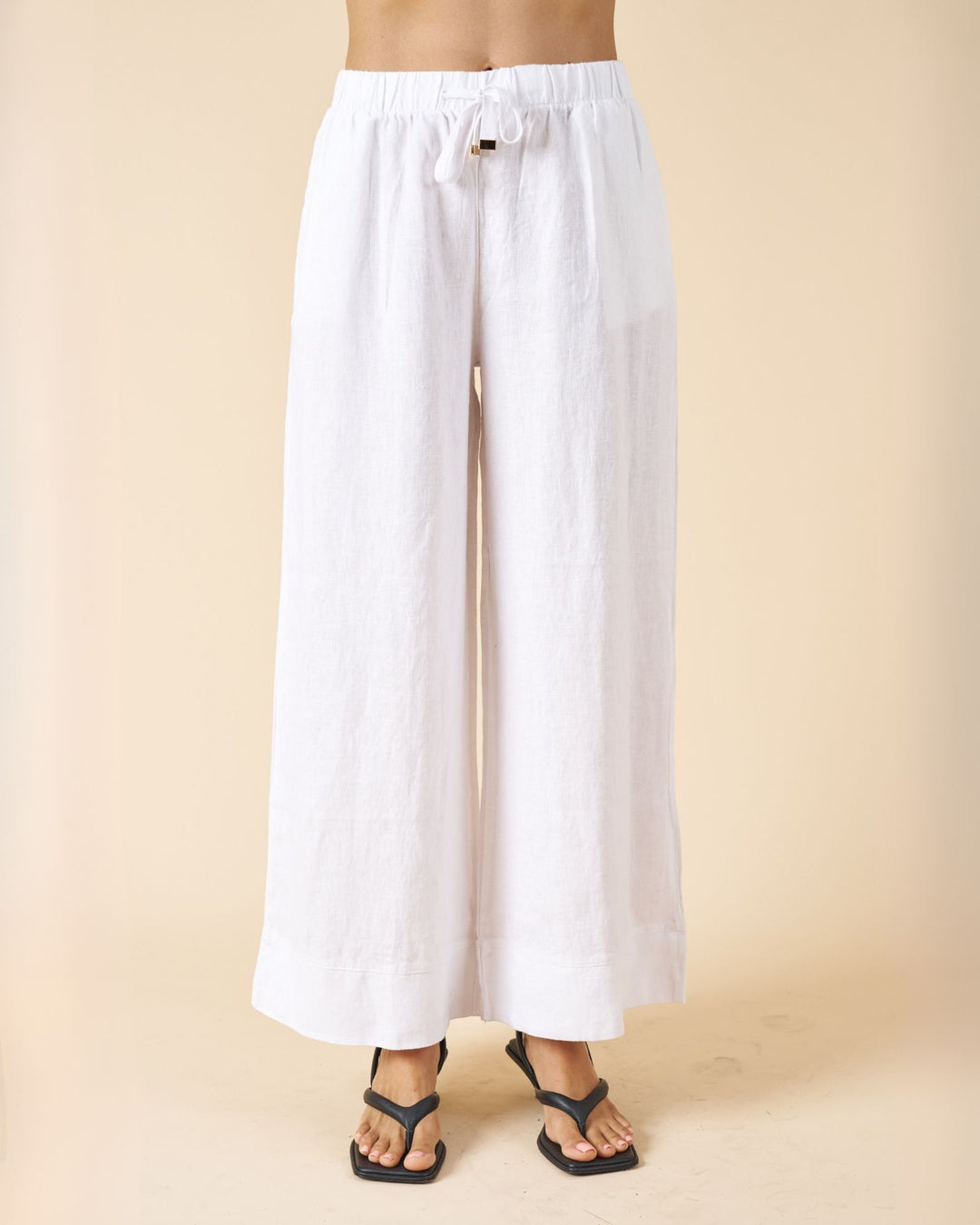 Palazzo White Linen Pants