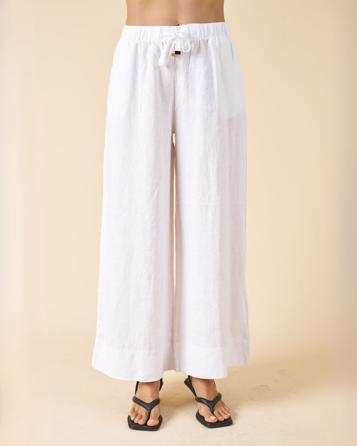Palazzo White Linen Pants
