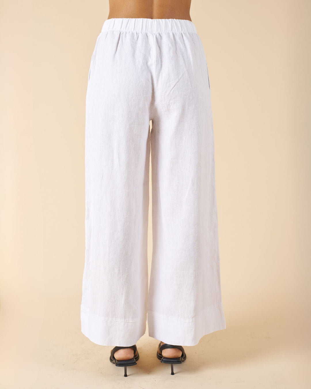 Palazzo White Linen Pants