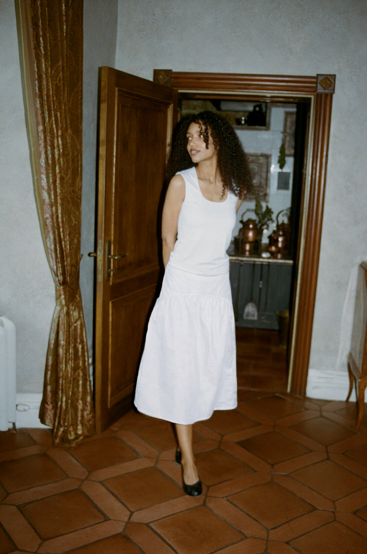 Mare White Cotton Skirt