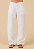 Aosta White Linen Pants