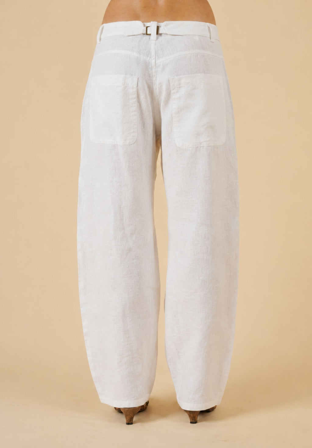 Aosta White Linen Pants