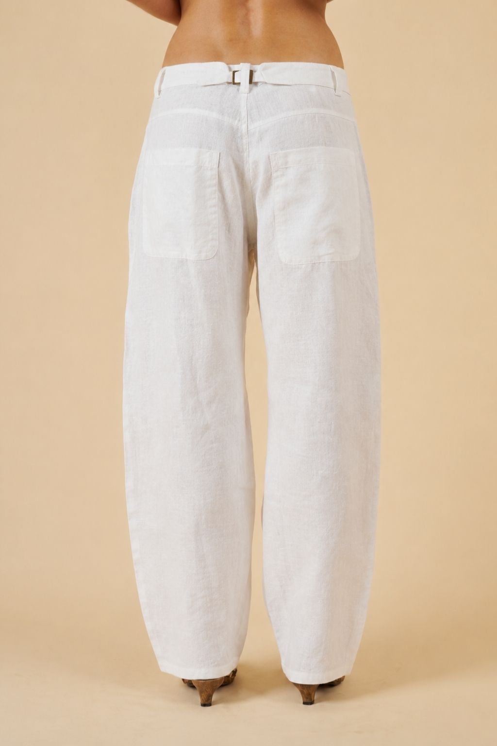 Aosta White Linen Pants
