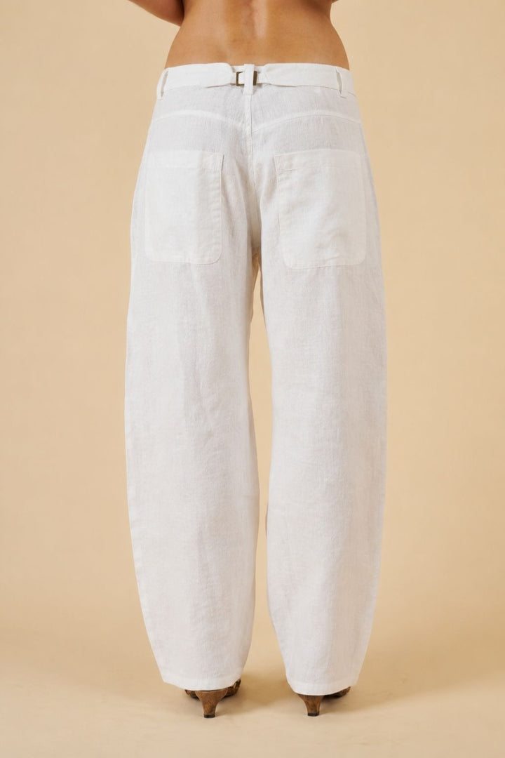 Aosta White Linen Pants