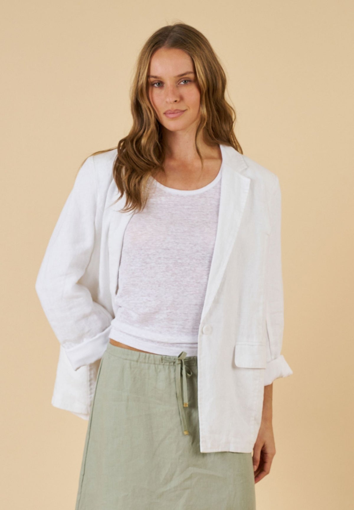 Jackie White Oversized Linen Blazer
