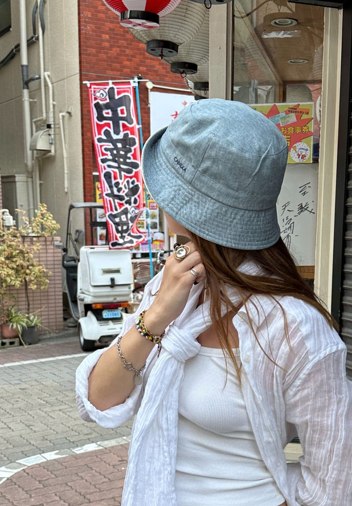 GIFT - Beckie Bucket Hat in Pure French Linen - reversible two colours