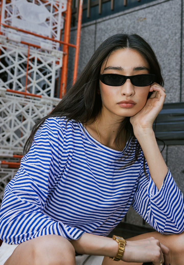 Marina Royal Blue Stripes - Long Sleeve T-Shirt
