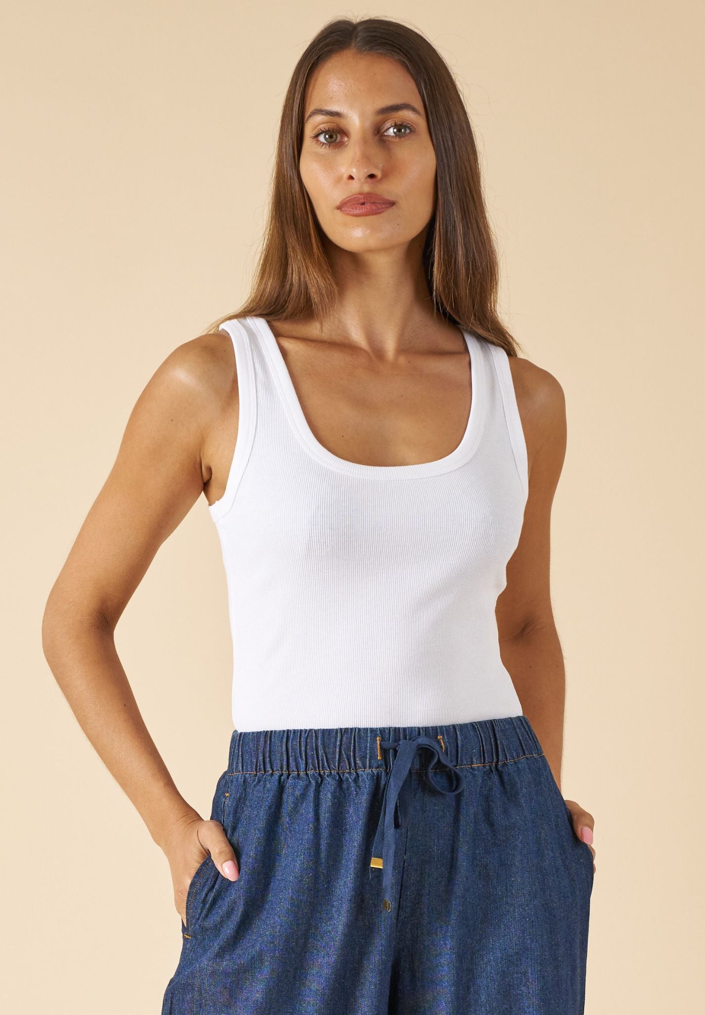 Ribella Tank White Cotton Top