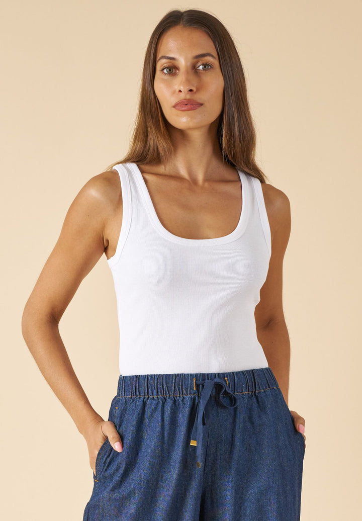Ribella Tank White Cotton Top