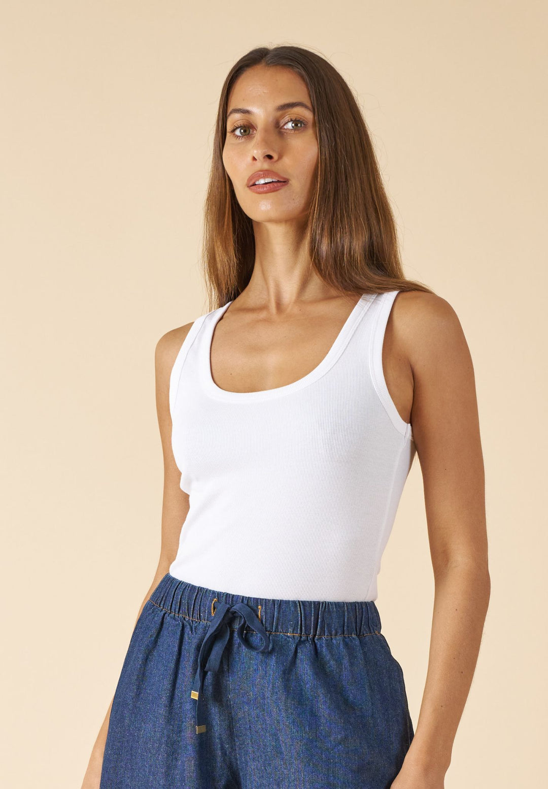 Ribella Tank White Cotton Top