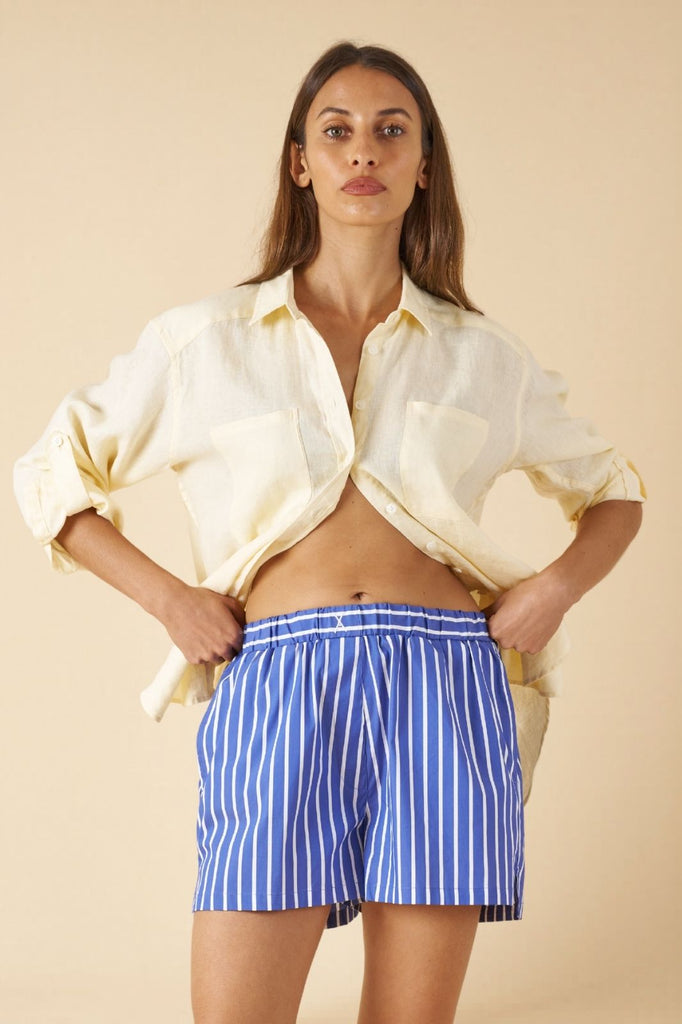 Shoshana Dark Blue Stripes Shorts – CAMIXA