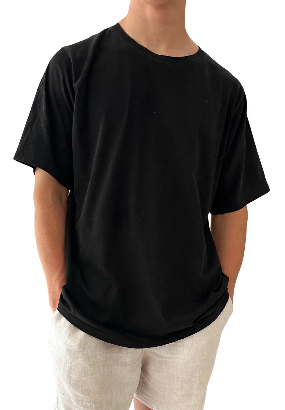 ATeesha Black Boxy  Cotton T-Shirt